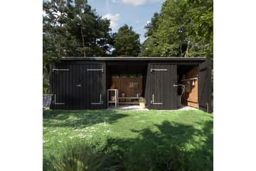 PLUS Nordic Multi Puutarhavaja 14 m² - 3 moduulia 2 tuplaove - Harmaa - Piha & ulkoaltaat - Lasiterassi & pihamökki - Mökit - Vierasmökki