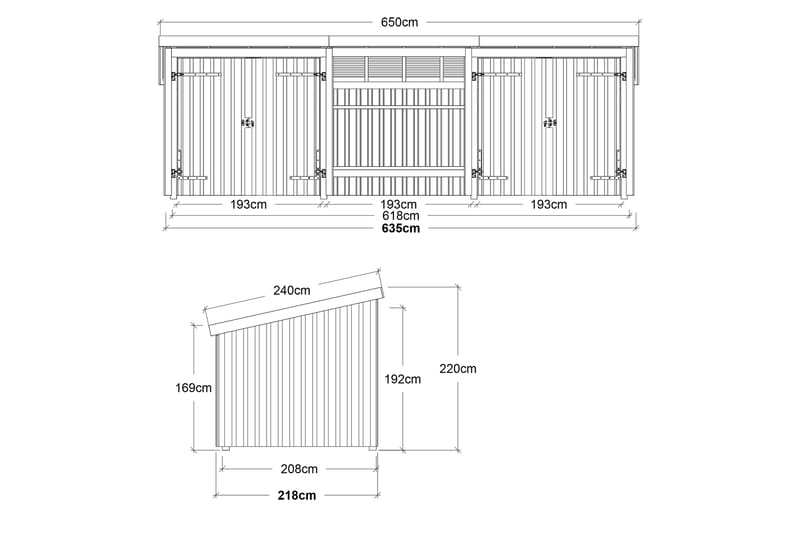 PLUS Nordic Multi Puutarhavaja 14 m² - 3 moduulia 2 tuplaove - Harmaa - Piha & ulkoaltaat - Lasiterassi & pihamökki - Mökit - Vierasmökki