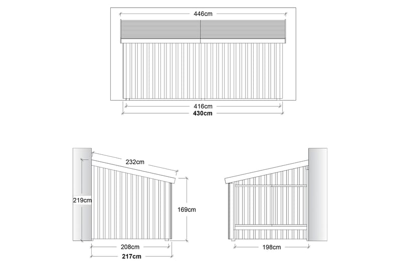 PLUS Nordic Multi Puutarhavaja Seinämalli 9,5 m² - Avoin - Harmaa - Piha & ulkoaltaat - Lasiterassi & pihamökki - Mökit - Vierasmökki
