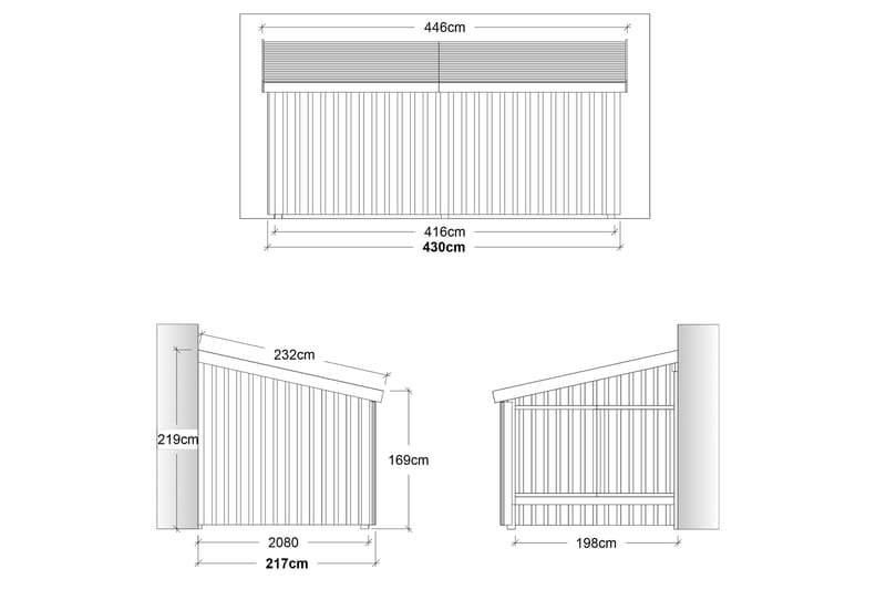 PLUS Nordic Multi Puutarhavaja Seinämalli 9,5 m² - Avoin - Harmaa - Piha & ulkoaltaat - Lasiterassi & pihamökki - Mökit - Vierasmökki