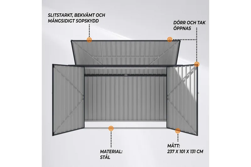 Fornorth Jätesuoja 237x101x131 cm - Tummanharmaa - Piha & ulkoaltaat - Lasiterassi & pihamökki - Varastot & liiterit - Roskakatos