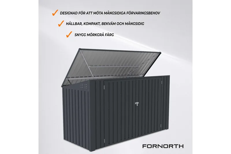 Fornorth Jätesuoja 237x101x131 cm - Tummanharmaa - Piha & ulkoaltaat - Lasiterassi & pihamökki - Varastot & liiterit - Roskakatos