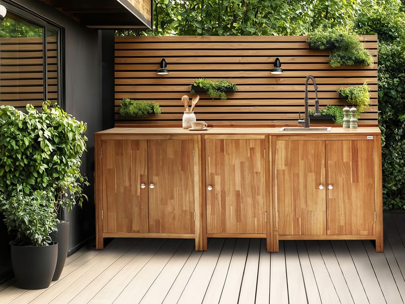 Keittiökaappi ulkokäyttöön Venosa akaasiapuu 50x80 cm - Ruskea - Piha & ulkoaltaat - Grillaus - Ulkokeittiö - Valmis ulkokeittiö