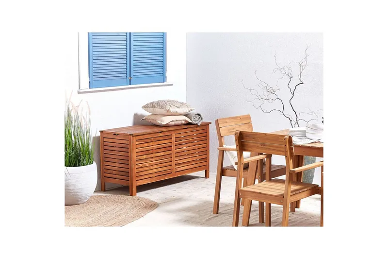 Låda Beliani Riviera Ljus trä Dark wood - Puutarhakalusteet - Säilytyslaatikot & kalustesuojat - Säilytyslaatikot ulos