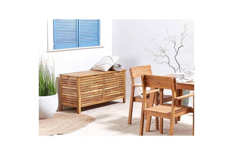 Låda Beliani Riviera Ljus trä Light wood - Puutarhakalusteet - Säilytyslaatikot & kalustesuojat - Säilytyslaatikot ulos