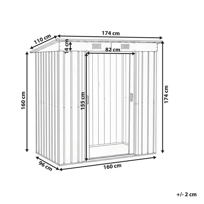 Puutarhavaja Acilia 110x174 cm - Harmaa/Valkoinen - Piha & ulkoaltaat - Lasiterassi & pihamökki - Varastot & liiterit - Varastot