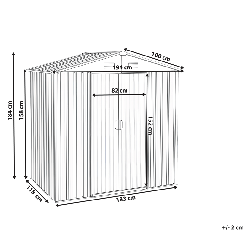Puutarhavaja Cirella 118x194 cm - Harmaa/Valkoinen - Piha & ulkoaltaat - Lasiterassi & pihamökki - Varastot & liiterit - Työkaluvaja