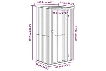 Puutarhavaja ruskea 118,5x97x209,5 cm galvanoitu teräs - Ruskea - Piha & ulkoaltaat - Lasiterassi & pihamökki - Varastot & liiterit - Varastot