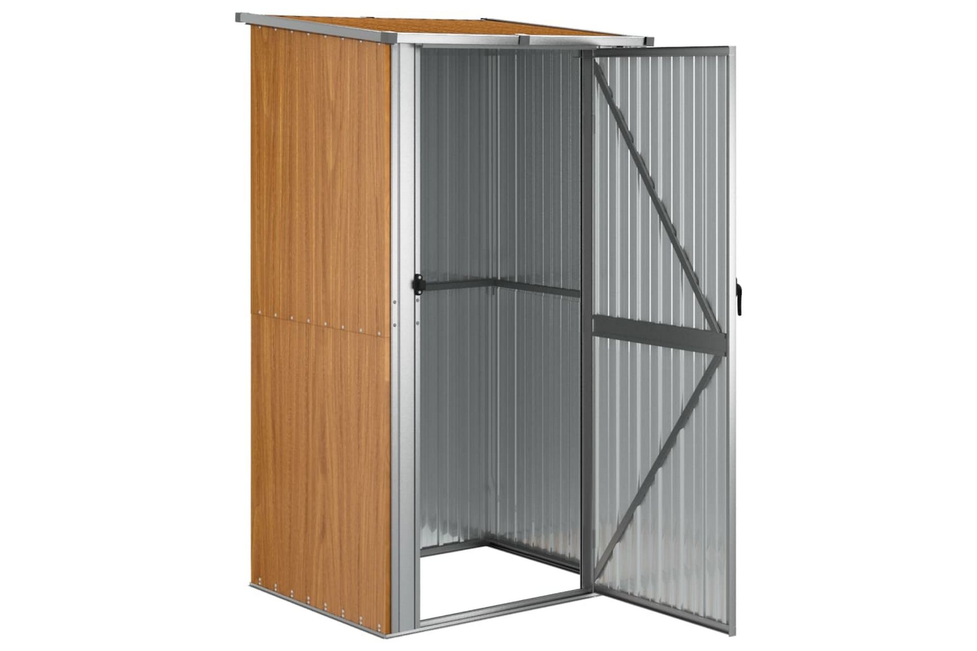 Puutarhavaja ruskea 118,5x97x209,5 cm galvanoitu teräs - Ruskea - Piha & ulkoaltaat - Lasiterassi & pihamökki - Varastot & liiterit - Varastot