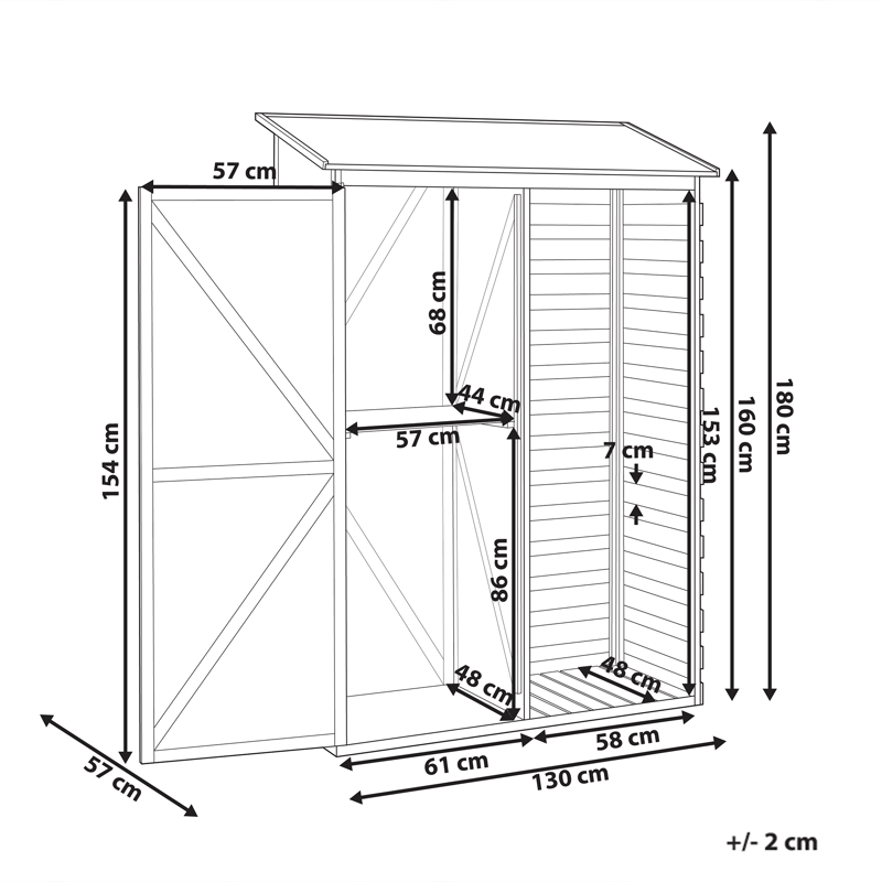 Työkaluvaja Cengio 57x130 cm - Harmaa/musta - Piha & ulkoaltaat - Lasiterassi & pihamökki - Varastot & liiterit - Varastot