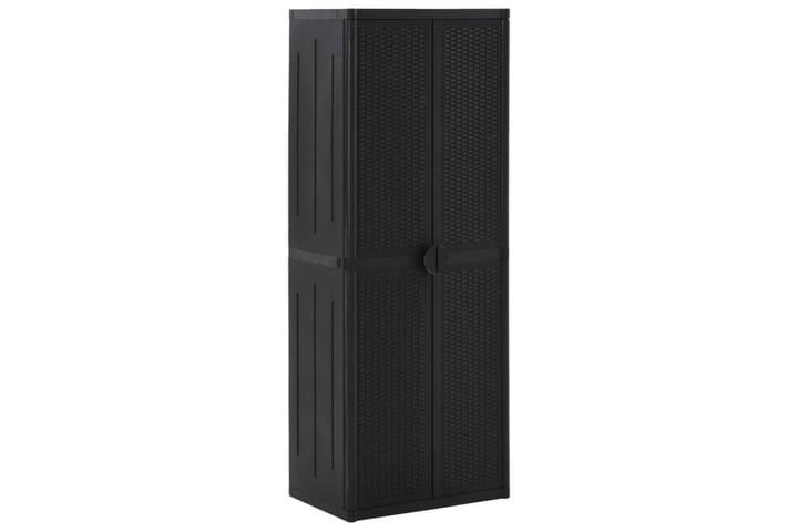 Puutarhan varastokaappi musta 65x45x172 cm PP - Musta - Työkaluvaja