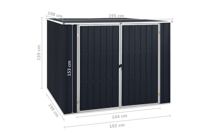 Puutarhavaja antrasiitti 195x198x159 cm galvanoitu teräs - Antrasiitti - Piha & ulkoaltaat - Lasiterassi & pihamökki - Varastot & liiterit - Varastot