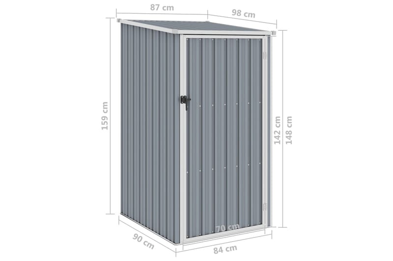 Puutarhavaja harmaa 87x98x159 cm galvanoitu teräs - Piha & ulkoaltaat - Lasiterassi & pihamökki - Varastot & liiterit - Varastot