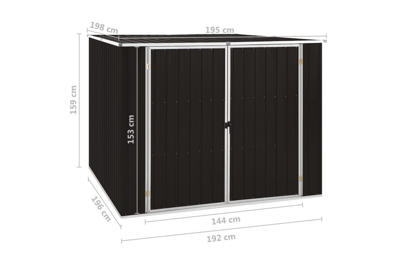 Puutarhavaja ruskea 195x198x159 cm galvanoitu teräs - Ruskea - Piha & ulkoaltaat - Lasiterassi & pihamökki - Varastot & liiterit - Varastot