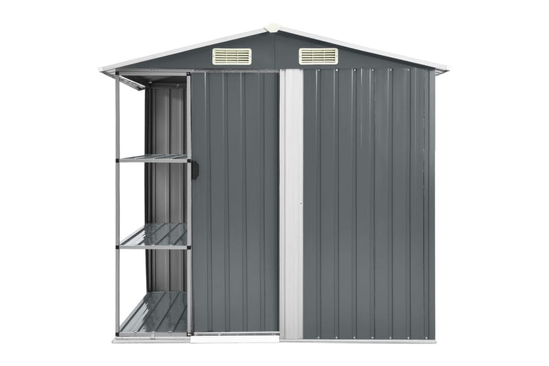 Puutarhavaja telineellä harmaa 205x130x183 cm rauta - Harmaa - Piha & ulkoaltaat - Lasiterassi & pihamökki - Varastot & liiterit - Varastot