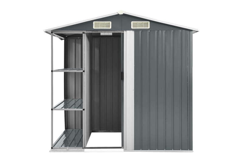 Puutarhavaja telineellä harmaa 205x130x183 cm rauta - Harmaa - Piha & ulkoaltaat - Lasiterassi & pihamökki - Varastot & liiterit - Varastot