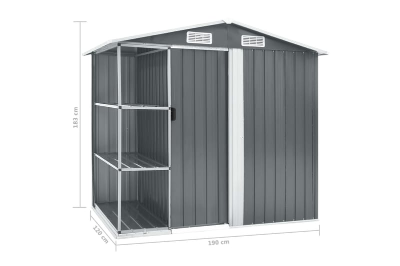 Puutarhavaja telineellä harmaa 205x130x183 cm rauta - Harmaa - Piha & ulkoaltaat - Lasiterassi & pihamökki - Varastot & liiterit - Varastot