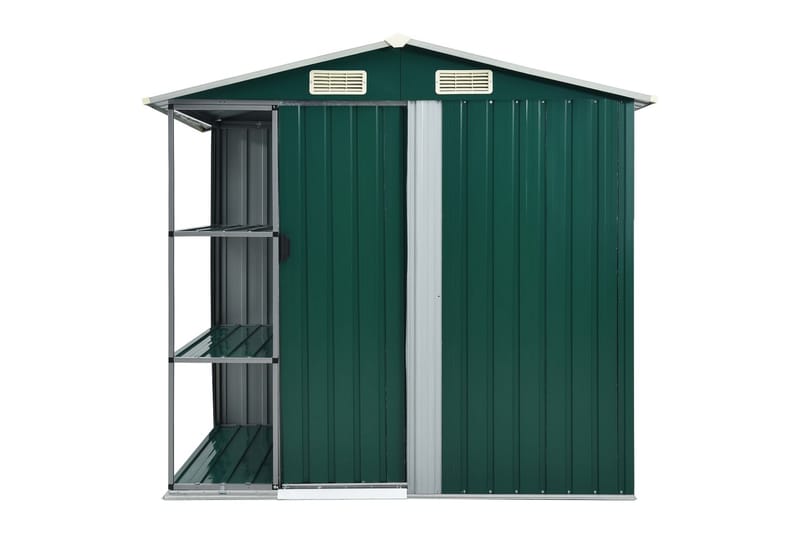 Puutarhavaja telineellä vihreä 205x130x183 cm rauta - Vihreä - Piha & ulkoaltaat - Lasiterassi & pihamökki - Varastot & liiterit - Varastot