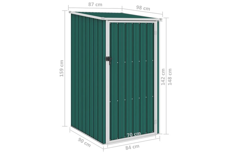 Puutarhavaja vihreä 87x98x159 cm galvanoitu teräs - Piha & ulkoaltaat - Lasiterassi & pihamökki - Varastot & liiterit - Varastot