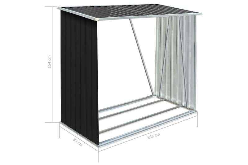 Puuvaja galvanoitu teräs 163x83x154 cm antrasiitti - Antrasiitti - Piha & ulkoaltaat - Lasiterassi & pihamökki - Varastot & liiterit - Varastot