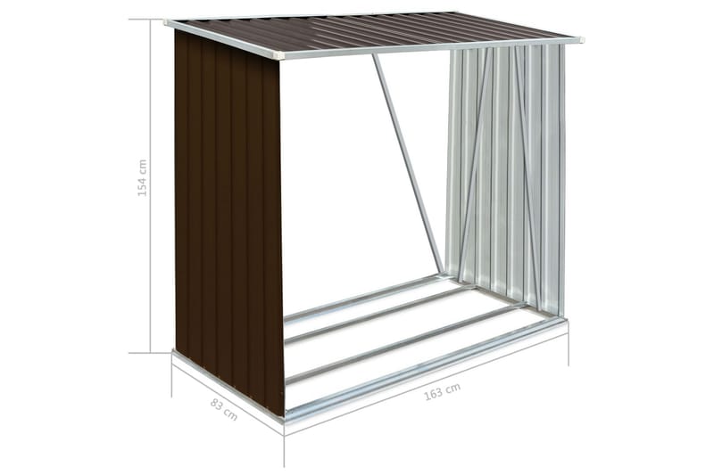 Puuvaja galvanoitu teräs 163x83x154 cm ruskea - Ruskea - Piha & ulkoaltaat - Lasiterassi & piham�ökki - Varastot & liiterit - Varastot