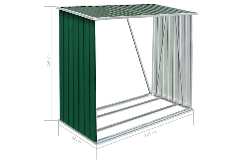 Puuvaja galvanoitu teräs 163x83x154 cm vihreä - Vihreä - Piha & ulkoaltaat - Lasiterassi & pihamökki - Varastot & liiterit - Varastot