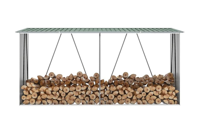 Puuvaja galvanoitu teräs 330x84x152 cm vihreä - Vihreä - Piha & ulkoaltaat - Lasiterassi & pihamökki - Varastot & liiterit - Varastot