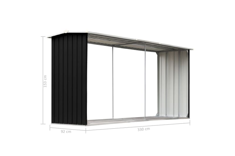 Puuvaja galvanoitu teräs 330x92x153 cm antrasiitti - Antrasiitti - Piha & ulkoaltaat - Lasiterassi & pihamökki - Varastot & liiterit - Varastot