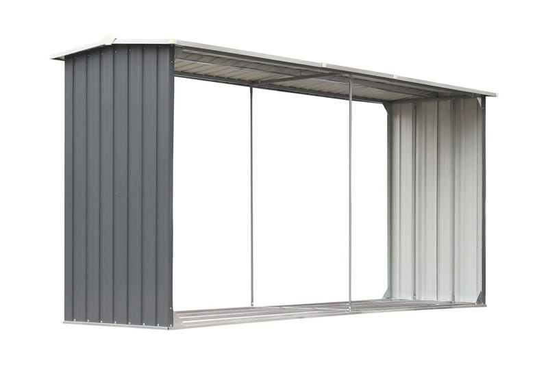 Puuvaja galvanoitu teräs 330x92x153 cm harmaa - Harmaa - Piha & ulkoaltaat - Lasiterassi & pihamökki - Varastot & liiterit - Varastot