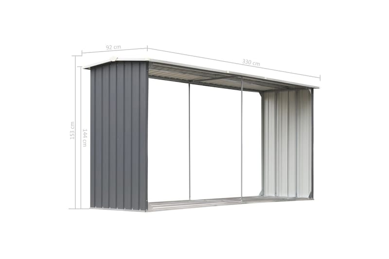 Puuvaja galvanoitu teräs 330x92x153 cm harmaa - Harmaa - Piha & ulkoaltaat - Lasiterassi & pihamökki - Varastot & liiterit - Varastot