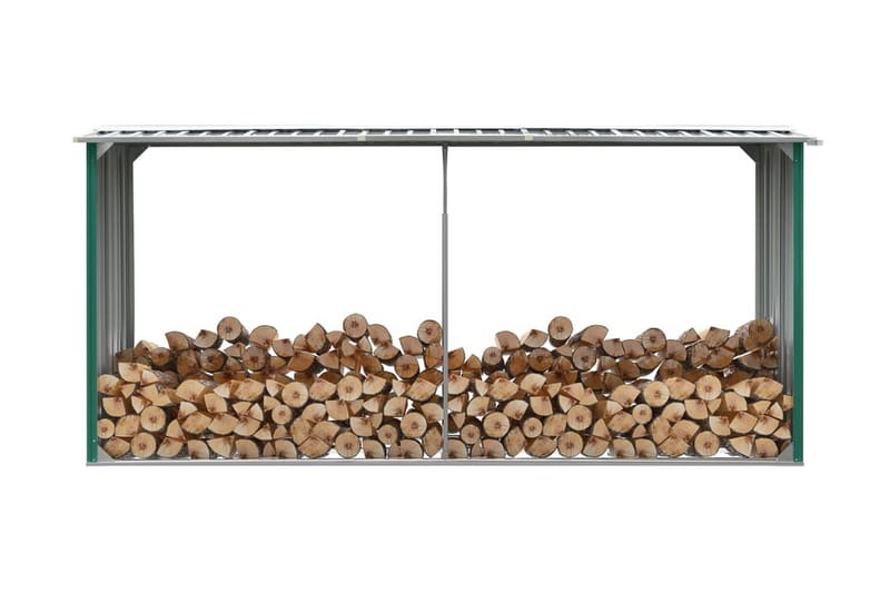 Puuvaja galvanoitu teräs 330x92x153 cm vihreä - Vihreä - Piha & ulkoaltaat - Lasiterassi & pihamökki - Varastot & liiterit - Varastot