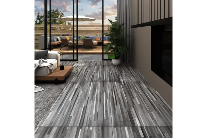 Itsekiinnittyvät PVC-lattialankut 2,51 m² 2mm harmaaraidalli - Harmaa - Ritilä parvekkeelle - Lattia - Terassilaatat