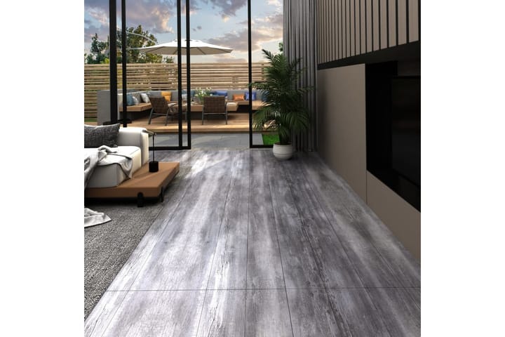 Itsekiinnittyvät PVC-lattialankut 2,51 m² 2 mm matta puu har - Harmaa - Ritilä parvekkeelle - Lattia - Terassilaatat
