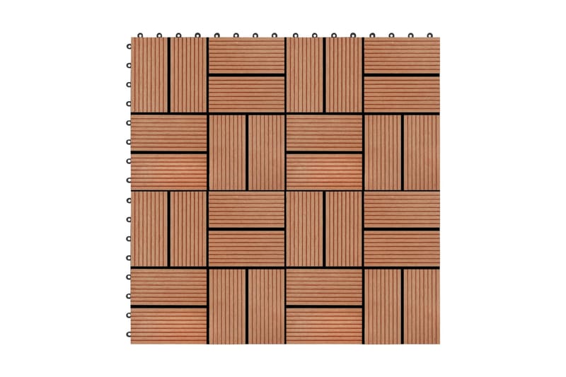 Lattialaatat 11 kpl WPC 30x30 cm 1m² tiikin värinen - Ruskea - Ritilä parvekkeelle - Lattia - Terassilaatat