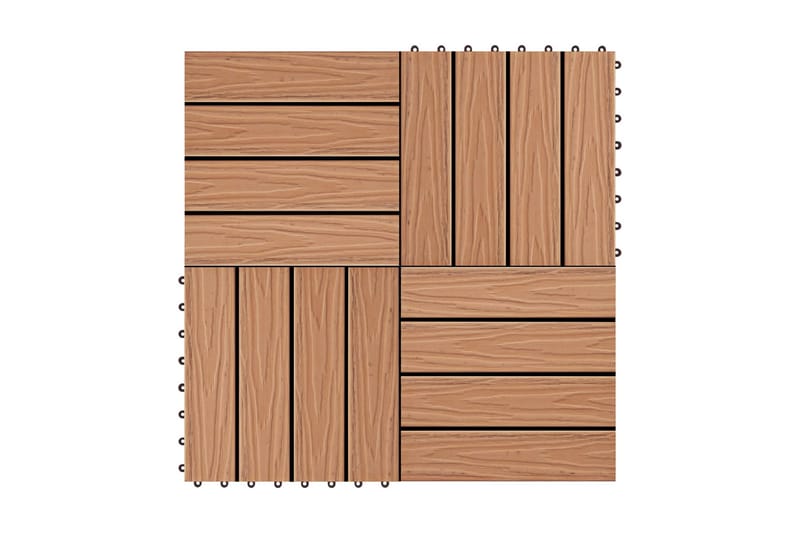 Lattialaatat 11 kpl WPC 30x30 cm 1m² tiikin värinen - Ruskea - Ritilä parvekkeelle - Lattia - Terassilaatat