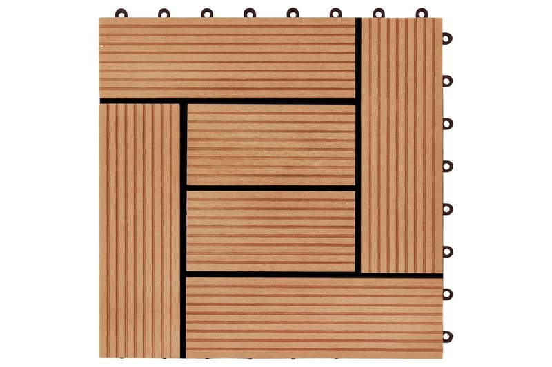 Lattialaatat 11 kpl WPC 30x30 cm 1m² tiikin värinen - Ruskea - Ritilä parvekkeelle - Lattia - Terassilaatat