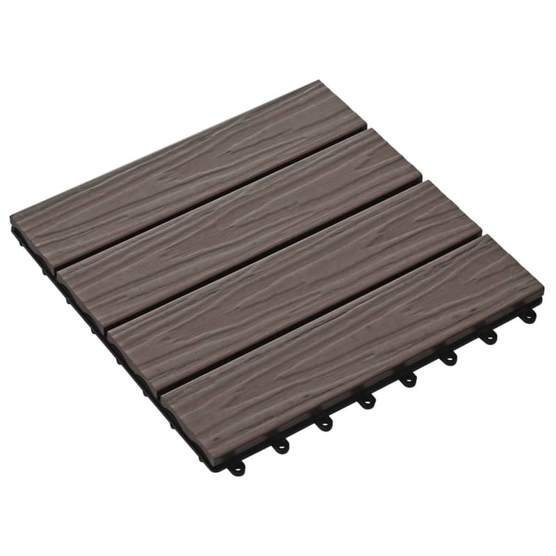 Lattialaatat 11 kpl WPC 30x30 cm 1m² tummanruskea - Ruskea - Ritilä parvekkeelle - Lattia - Terassilaatat