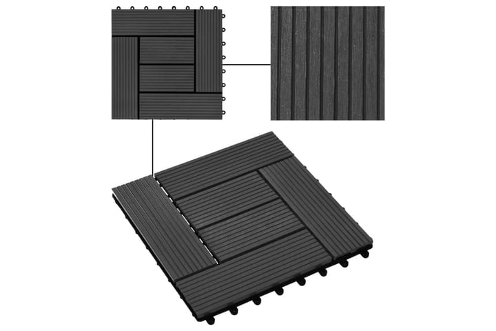 Lattialaatat 11 kpl puumuovikomposiitti 30x30 cm 1m² musta - Musta - Ritilä parvekkeelle - Lattia - Terassilaatat
