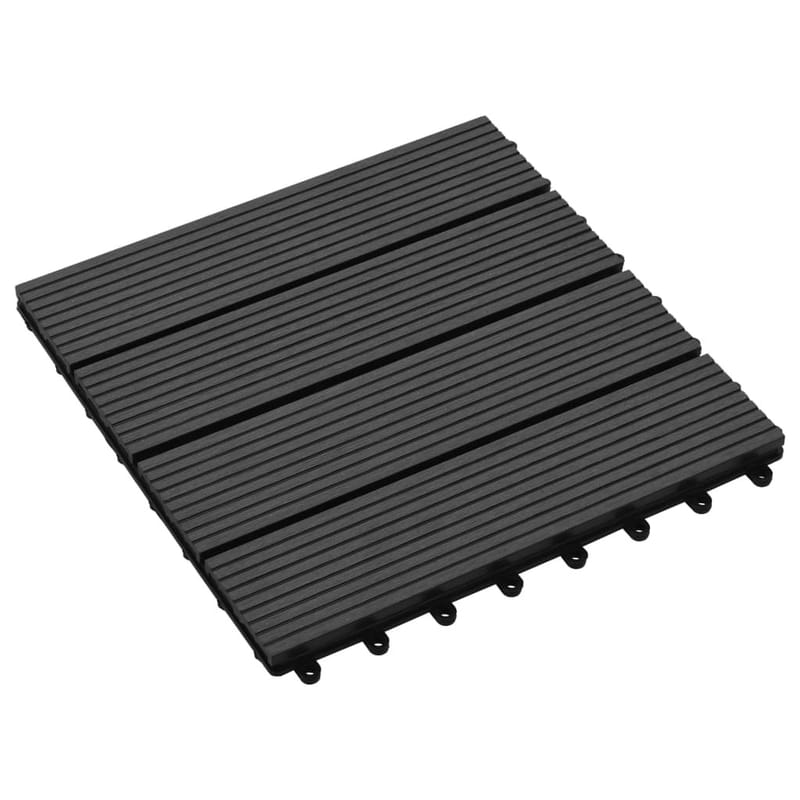 Lattialaatat 11 kpl puumuovikomposiitti 30x30 cm 1m² musta - Musta - Piha & ulkoaltaat - Piha-alue - Puutarhakoristeet & pihatarvikkeet - Terassilaatat