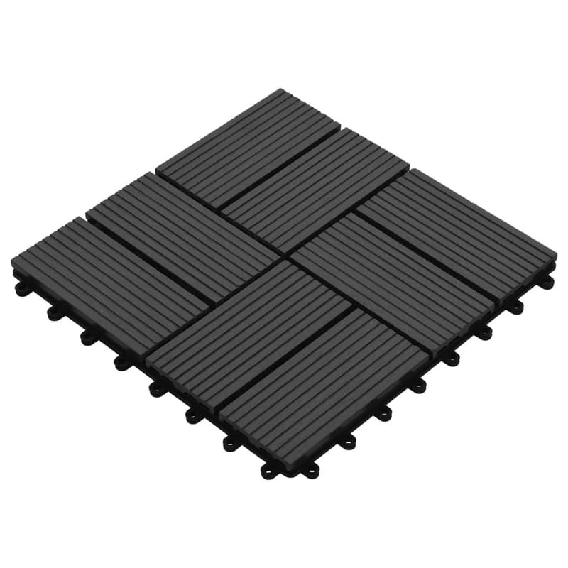 Lattialaatat 11 kpl puumuovikomposiitti 30x30 cm 1m² musta - Musta - Piha & ulkoaltaat - Piha-alue - Puutarhakoristeet & pihatarvikkeet - Terassilaatat