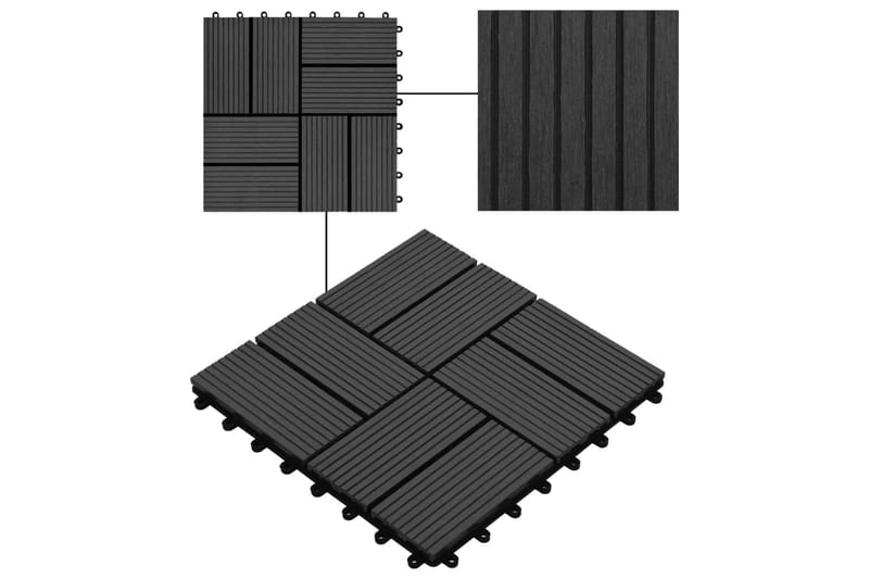 Lattialaatat 22 kpl 30x30cm 2m² puukomposiitti musta - Musta - Piha & ulkoaltaat - Piha-alue - Puutarhakoristeet & pihatarvikkeet - Terassilaatat