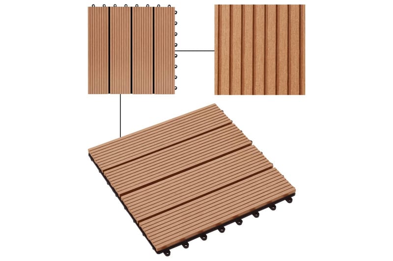 Lattialaatat 22 kpl 30x30cm 2m² puukomposiitti tiikinvärinen - Ruskea - Piha & ulkoaltaat - Piha-alue - Puutarhakoristeet & pihatarvikkeet - Terassilaatat
