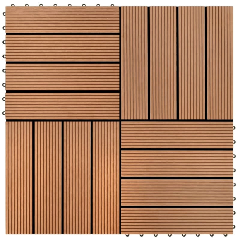 WPC Tiilet 30x30cm 11 kpl 1m2 Ruskea - Ruskea - Ritilä parvekkeelle - Lattia - Terassilaatat