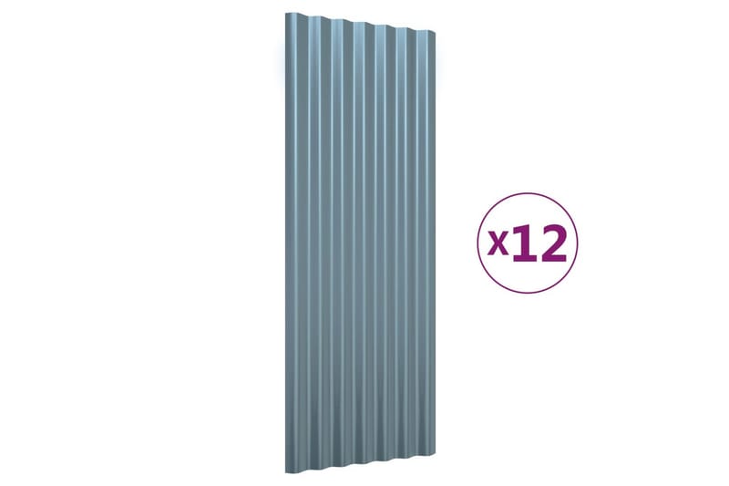 Kattopaneeli 12 kpl jauhemaalattu teräs harmaa 100x36 cm - Harmaa - Piha & ulkoaltaat - Piha-alue - Puutarhakoristeet & pihatarvikkeet - Ovikatos