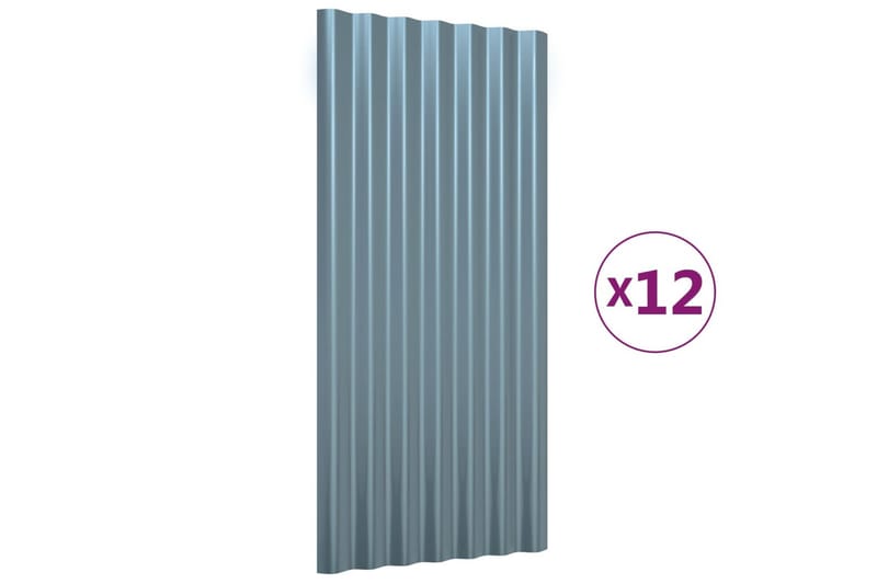 Kattopaneeli 12 kpl jauhemaalattu teräs harmaa 80x36 cm - Harmaa - Piha & ulkoaltaat - Piha-alue - Puutarhakoristeet & pihatarvikkeet - Ovikatos