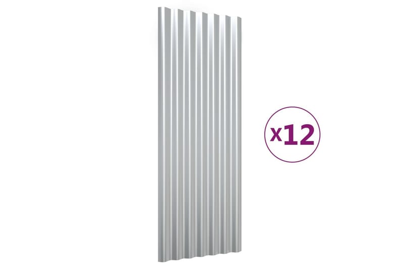 Kattopaneeli 12 kpl jauhemaalattu teräs hopea 100x36 cm - Hopea - Piha & ulkoaltaat - Piha-alue - Puutarhakoristeet & pihatarvikkeet - Ovikatos