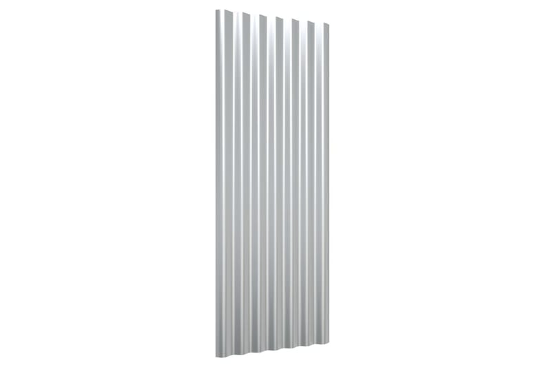 Kattopaneeli 12 kpl jauhemaalattu teräs hopea 100x36 cm - Hopea - Piha & ulkoaltaat - Piha-alue - Puutarhakoristeet & pihatarvikkeet - Ovikatos