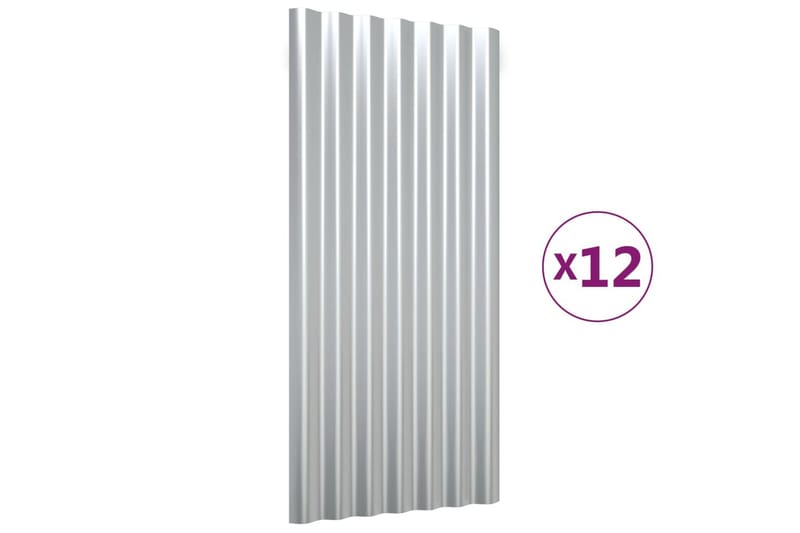 Kattopaneeli 12 kpl jauhemaalattu teräs hopea 80x36 cm - Hopea - Piha & ulkoaltaat - Piha-alue - Puutarhakoristeet & pihatarvikkeet - Ovikatos
