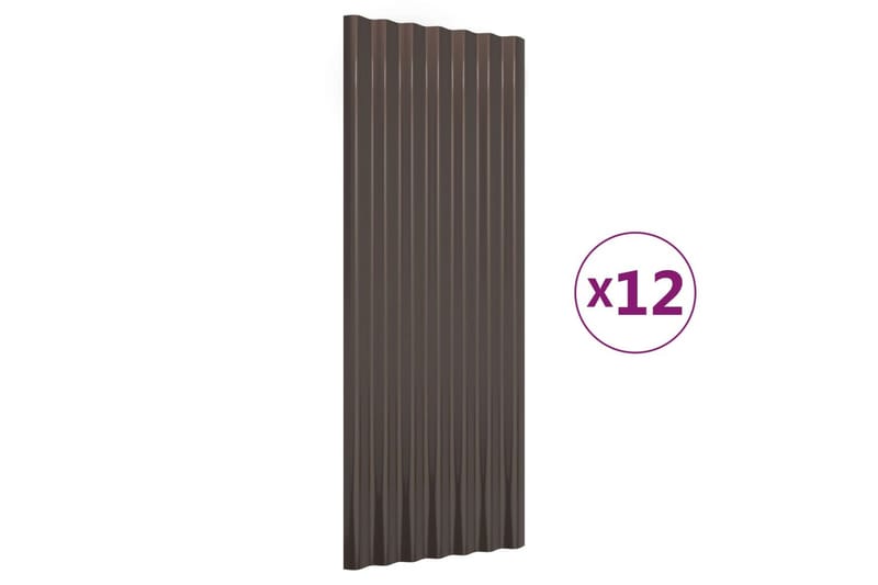 Kattopaneeli 12 kpl jauhemaalattu teräs ruskea 100x36 cm - Ruskea - Piha & ulkoaltaat - Piha-alue - Puutarhakoristeet & pihatarvikkeet - Ovikatos