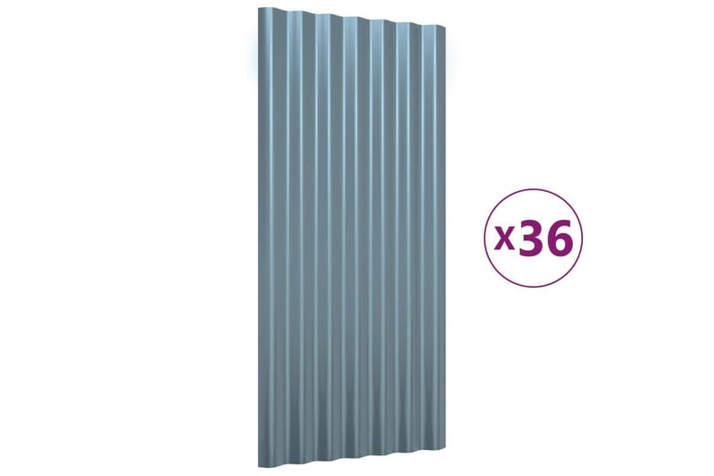 Kattopaneeli 36 kpl jauhemaalattu teräs harmaa 80x36 cm - Harmaa - Piha & ulkoaltaat - Piha-alue - Puutarhakoristeet & pihatarvikkeet - Ovikatos